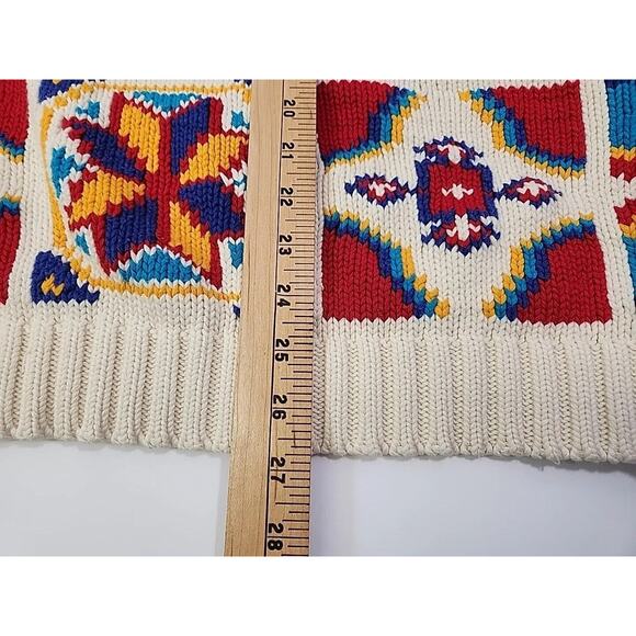 Vtg Clean Clothes Colorful Patchwork Pullover Crew Sweater 100% Cotton Men M - Picture 7 of 9